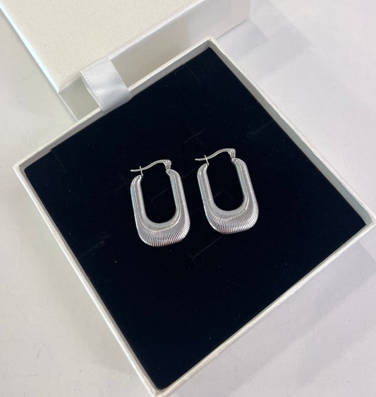 Orecchini rigati argento