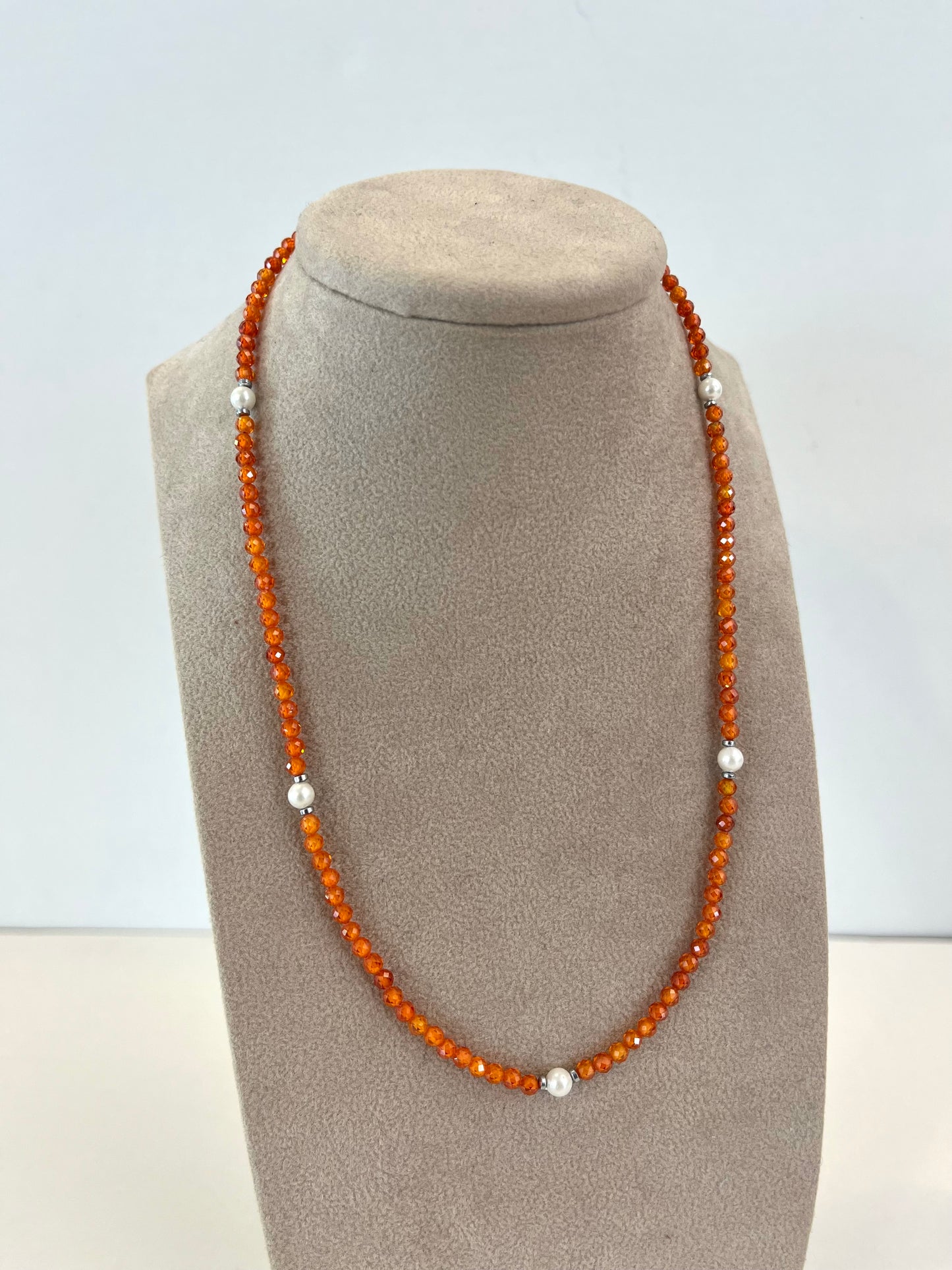 Collana pietre dure e perle naturali ARANCIO