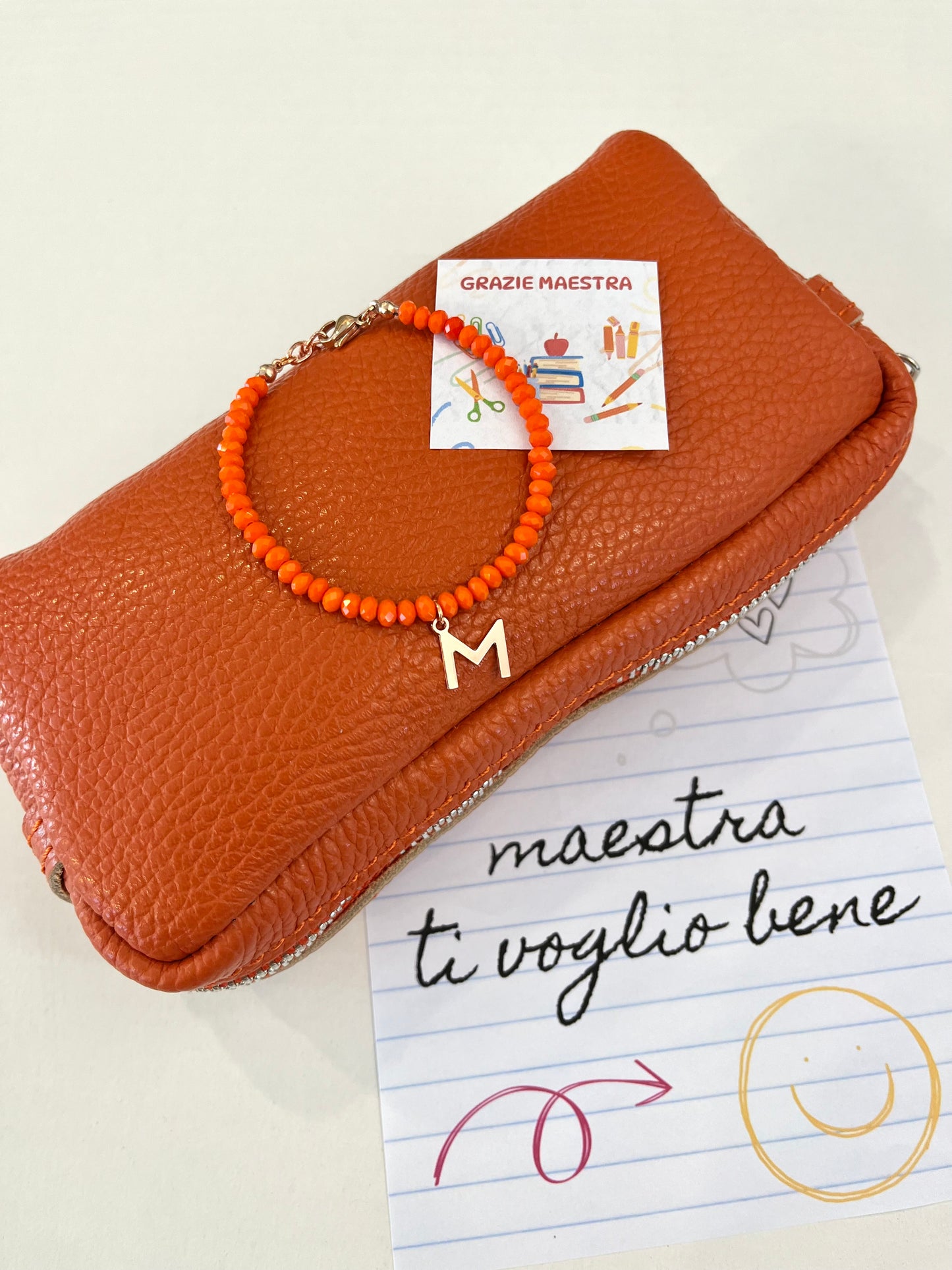 Bracciale con iniziale Arancio