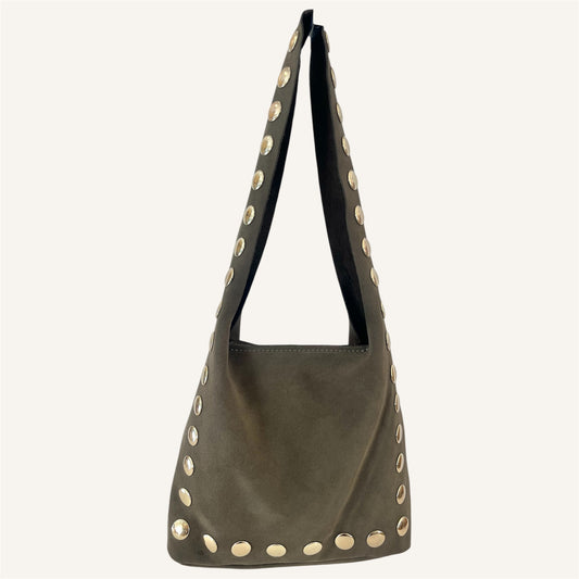 Hobo bag VERDE con borchie oro