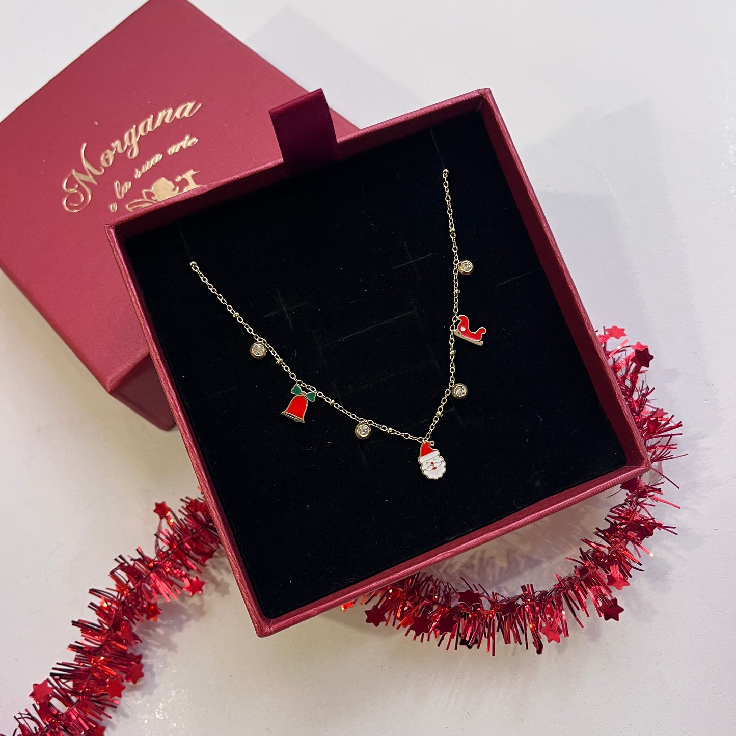 Collana babbo Natale con zirconi