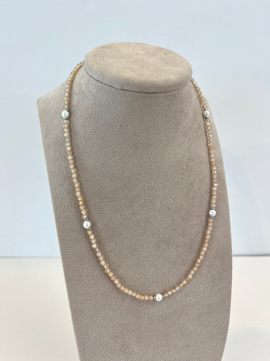 Collana pietre dure e perle naturali BEIGE