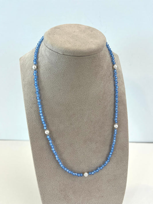 Collana pietre dure e perle naturali AZZURRO