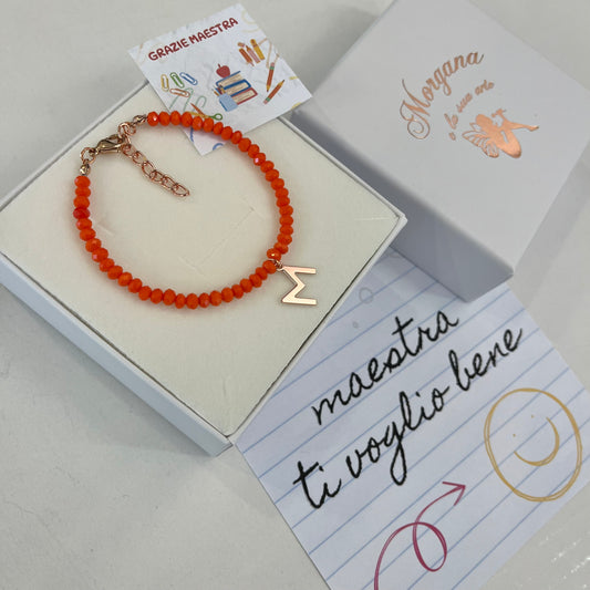 Bracciale con iniziale Arancio